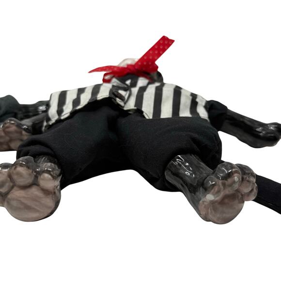 Fitz & Floyd Halloween Cat Figurines Pair 12” Whimsical Striped Witch Dolls - Picture 7 of 7